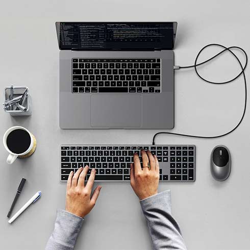 Satechi klávesnica Slim W3 Wired Backlit Keyboard - Space Gray