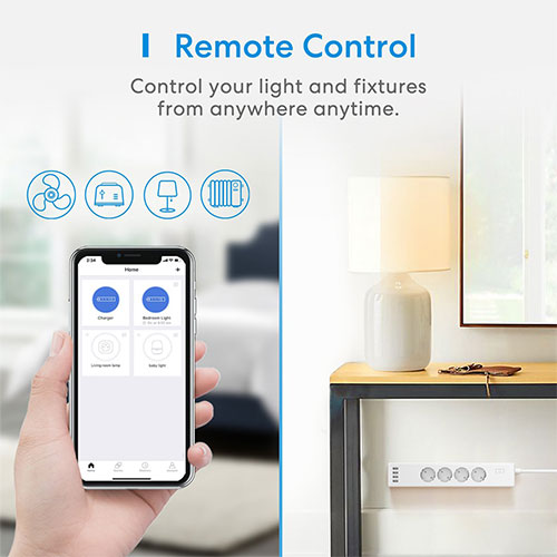 Meross Smart Wi-Fi Power Strip 4AC+4USB Apple Home - White