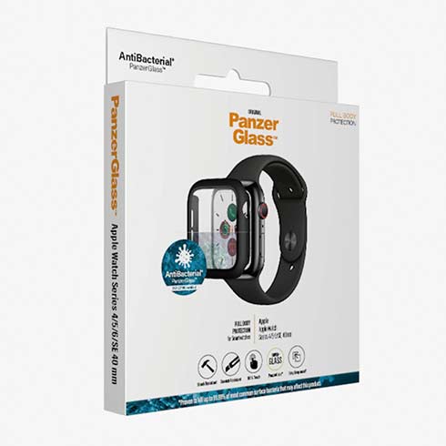 PanzerGlass ochranné sko Full Body AB pre Apple Watch 4/5/6/SE 40mm - Black Frame