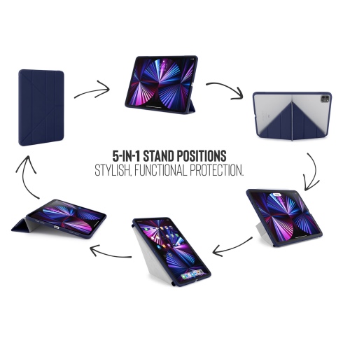 Pipetto pouzdro Origami TPU Case pro iPad Pro 11" 2022 - 2021 - Dark Blue