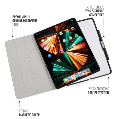 Pipetto pouzdro Origami Pencil Case pro iPad Pro 12.9" 2022 - 2021 - Black