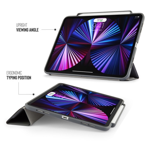 Pipetto pouzdro Origami Pencil Case pro iPad Pro 12.9" 2022 - 2021 - Dark Grey