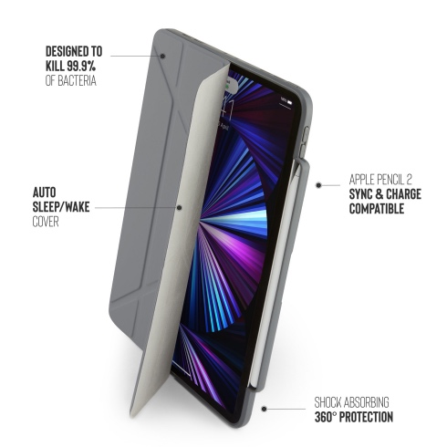 Pipetto pouzdro Origami Pencil Case pro iPad Pro 12.9" 2022 - 2021 - Dark Grey