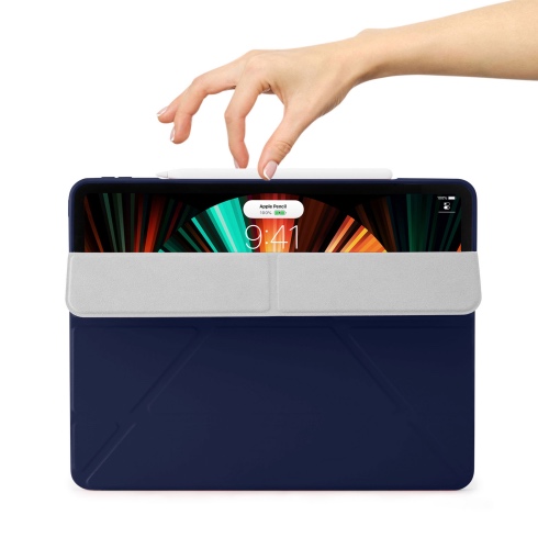 Pipetto pouzdro Origami TPU Case pro iPad Pro 12.9" 2022 - 2021 - Dark Blue