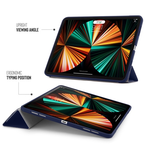 Pipetto pouzdro Origami TPU Case pro iPad Pro 12.9" 2022 - 2021 - Dark Blue