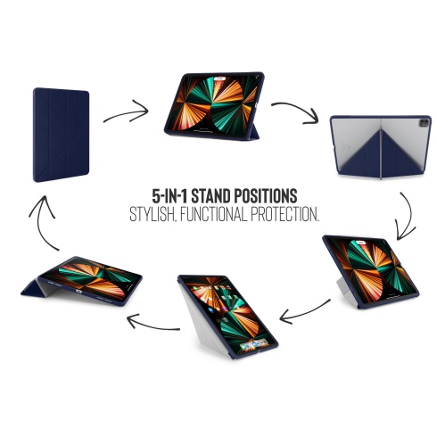 Pipetto pouzdro Origami TPU Case pro iPad Pro 12.9" 2022 - 2021 - Dark Blue