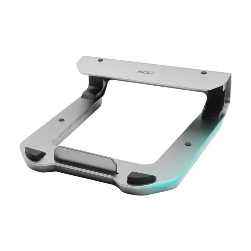 Macally stojan Laptop Riser with 4-Port USB 3.0 and RGB Lighting  - Silver Aluminium