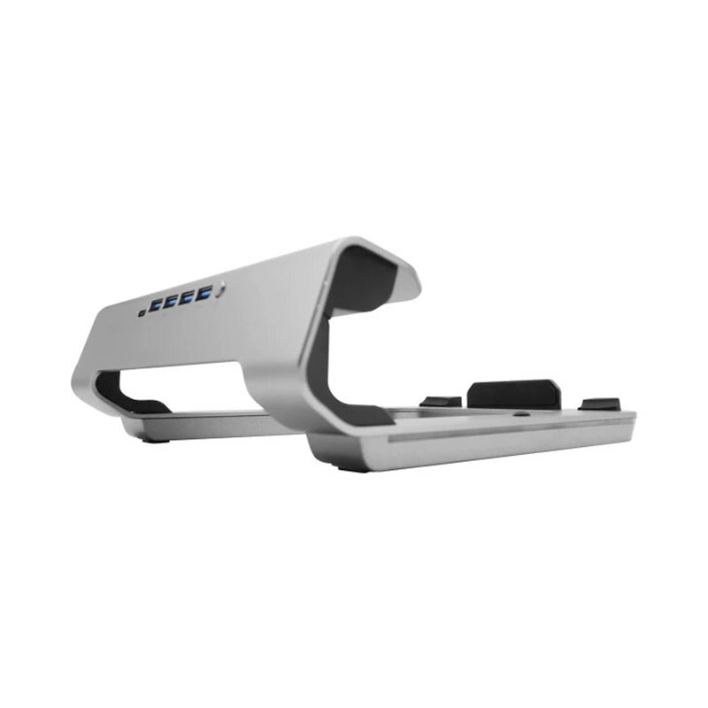 Macally stojan Laptop Riser with 4-Port USB 3.0 and RGB Lighting  - Silver Aluminium