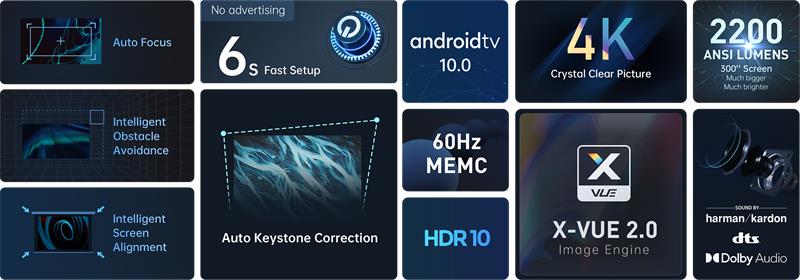 XGIMI Horizon Pro Projektor LED, 4K (3840x2160), Harman Kardon repro 2x 8W, 2200 ANSI lm