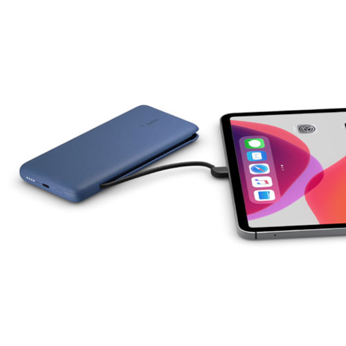 Belkin Boost Charge Plus USB-C Powerbank 10K with Integrated Cables-Blue