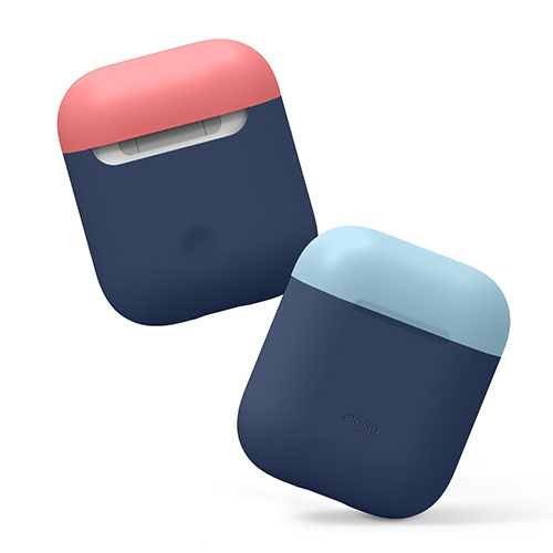 Elago Airpods Silicone Duo Case - Jean Indigo/Pastel Blue, Italian Rose