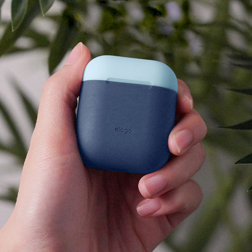 Elago Airpods Silicone Duo Case - Jean Indigo/Pastel Blue, Italian Rose