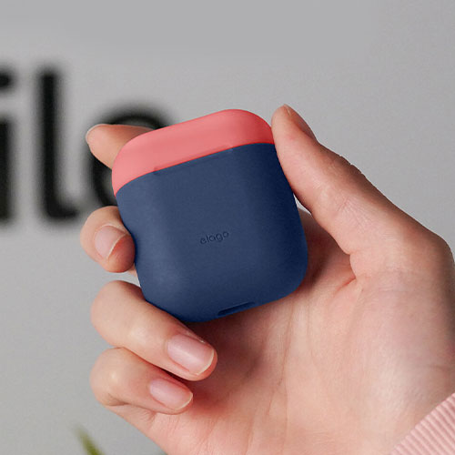 Elago Airpods Silicone Duo Case - Jean Indigo/Pastel Blue, Italian Rose