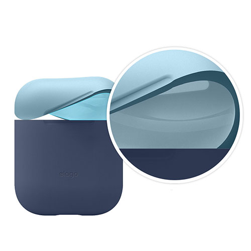 Elago Airpods Silicone Duo Case - Jean Indigo/Pastel Blue, Italian Rose