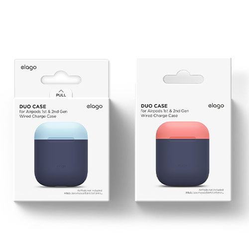 Elago Airpods Silicone Duo Case - Jean Indigo/Pastel Blue, Italian Rose