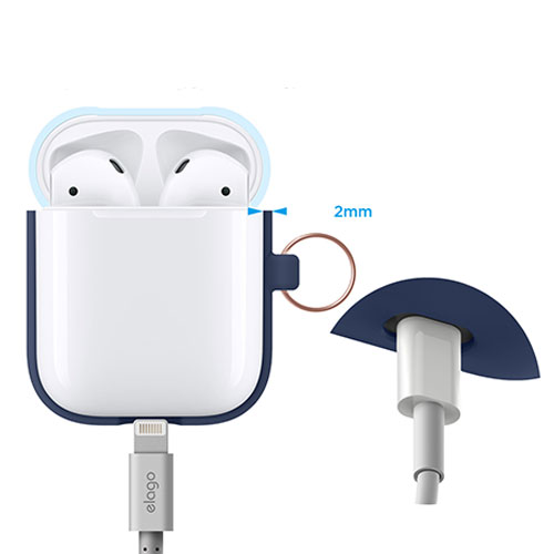 Elago Airpods Silicone Duo Hang Case - Jean Indigo/ Pastel Blue, Italian Rose