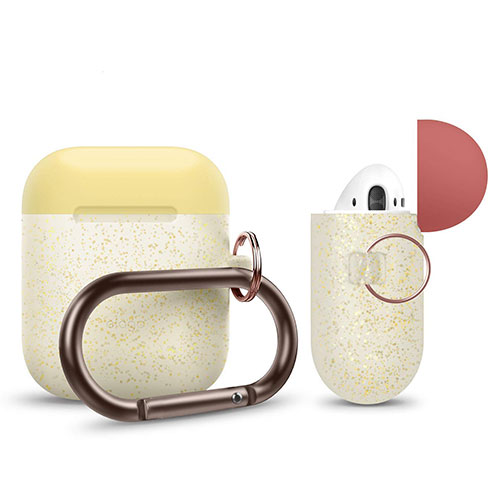 Elago Airpods Silicone Duo Hang Case - Nightglow Gold Pearl/ Yellow, Rose