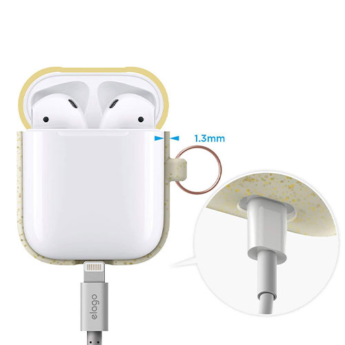 Elago Airpods Silicone Duo Hang Case - Nightglow Gold Pearl/ Yellow, Rose