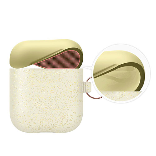 Elago Airpods Silicone Duo Hang Case - Nightglow Gold Pearl/ Yellow, Rose