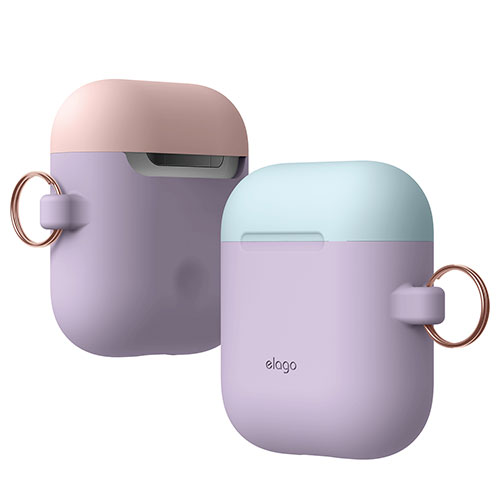 Elago Airpods Silicone Duo Hang Case - Lavender/Pink, Pastel Blue