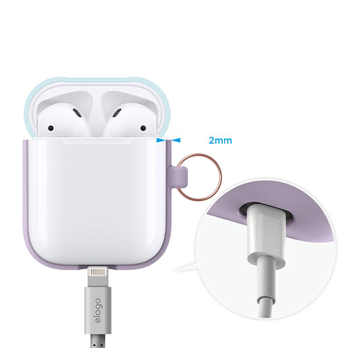 Elago Airpods Silicone Duo Hang Case - Lavender/Pink, Pastel Blue