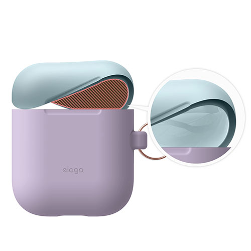 Elago Airpods Silicone Duo Hang Case - Lavender/Pink, Pastel Blue