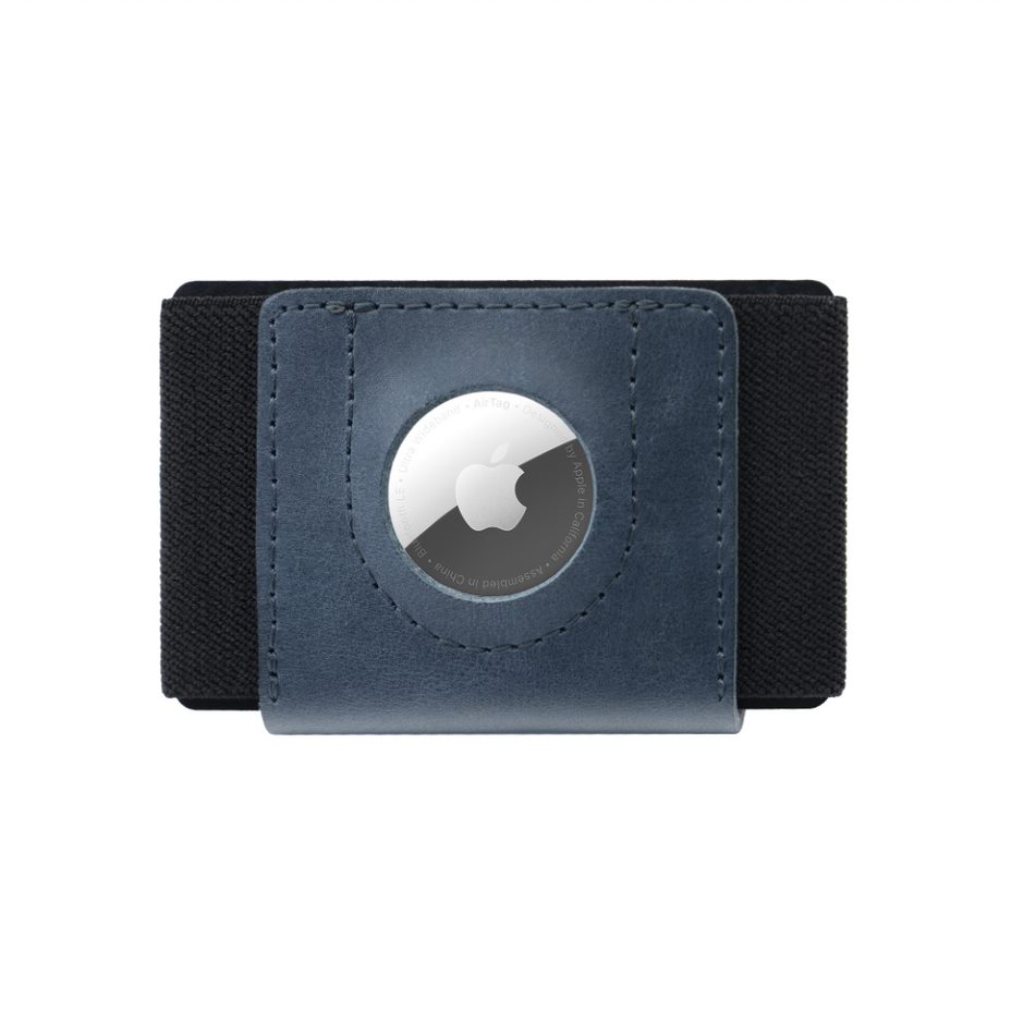 FIXED kožená peněženka Tiny Wallet for Air Tag z pravé hovězí kůže, modrá