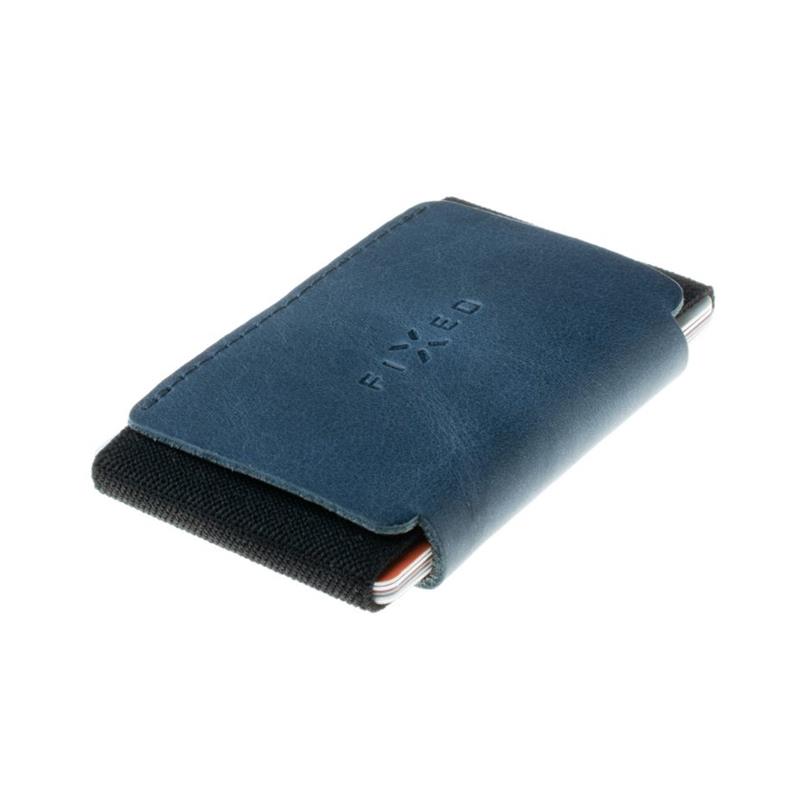 FIXED kožená peněženka Tiny Wallet for Air Tag z pravé hovězí kůže, modrá