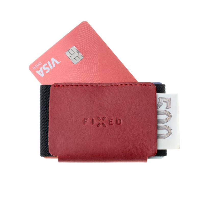 FIXED kožená peněženka Tiny Wallet for Air Tag z pravých hovězí kůže, červená