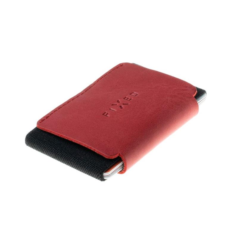 FIXED kožená peněženka Tiny Wallet for Air Tag z pravých hovězí kůže, červená