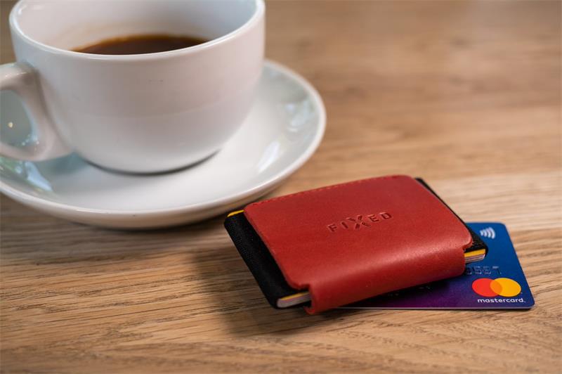 FIXED kožená peněženka Tiny Wallet for Air Tag z pravých hovězí kůže, červená