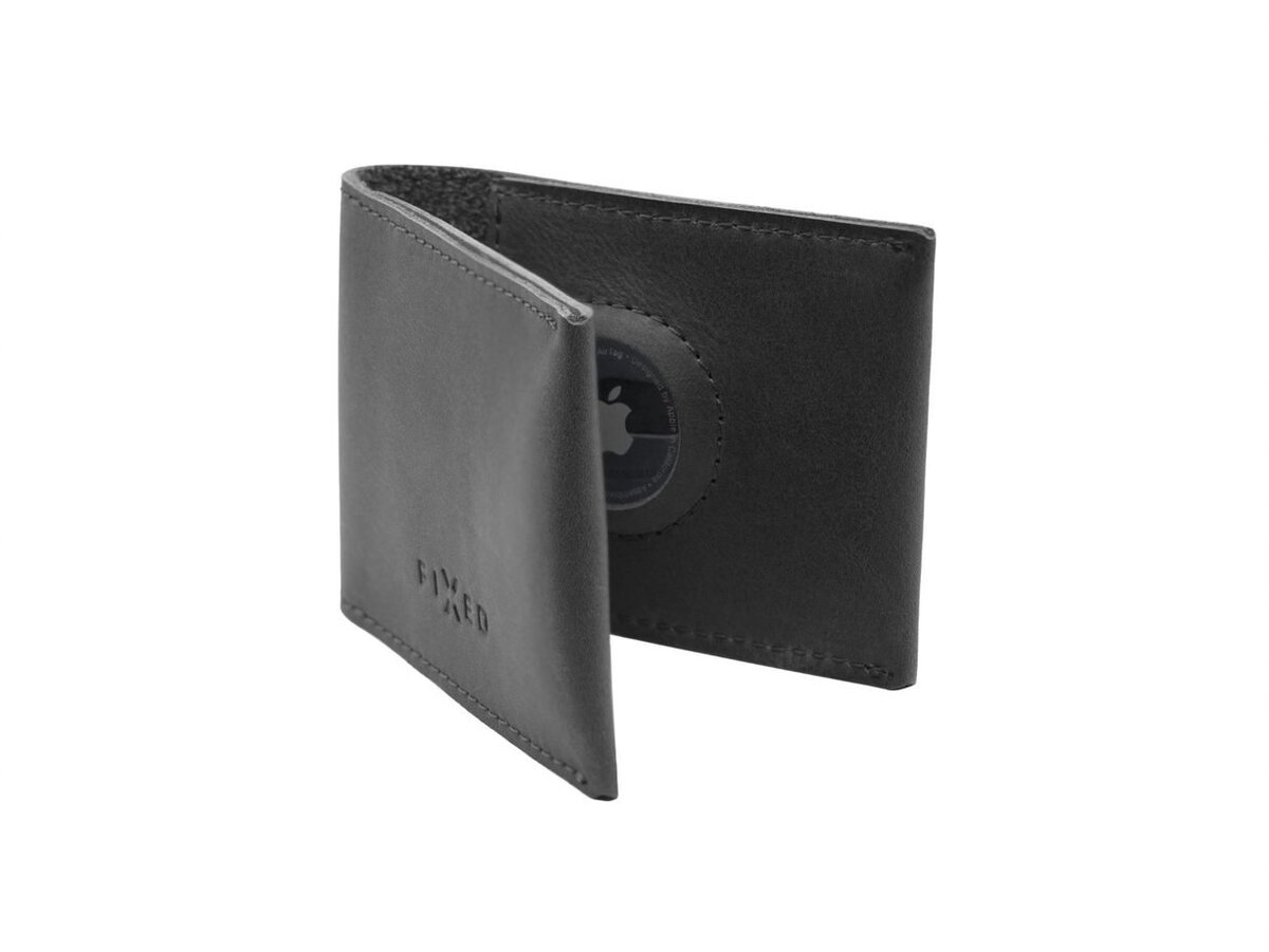 FIXED kožená peněženka Wallet for Air Tag z pravých hovězí kůže, černá