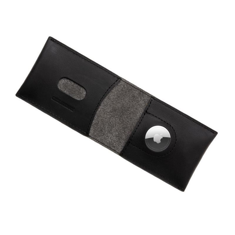 FIXED kožená peněženka Wallet for Air Tag z pravých hovězí kůže, černá
