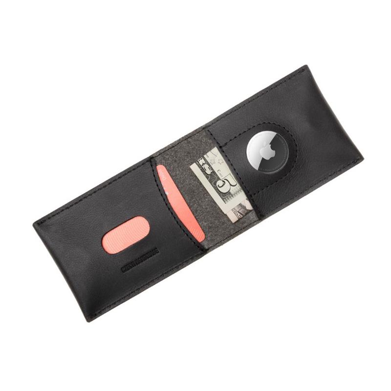 FIXED kožená peněženka Wallet for Air Tag z pravých hovězí kůže, černá