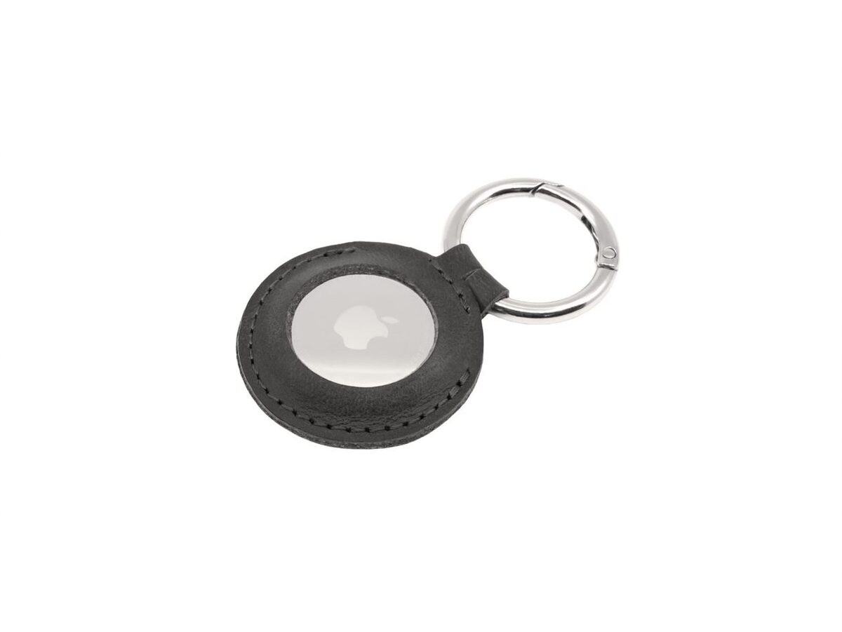 FIXED pouzdro pro Air Tag z pravých hovězí kůže, černá