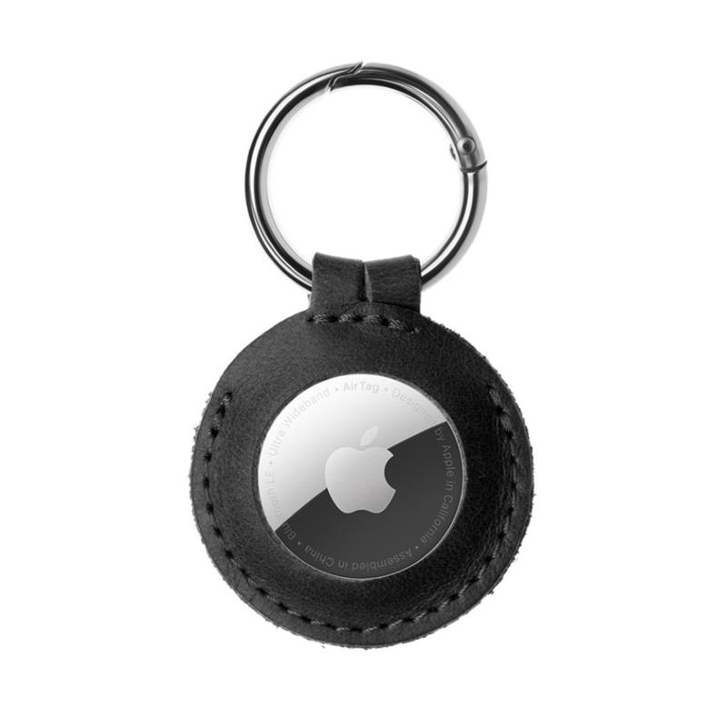 FIXED pouzdro pro Air Tag z pravých hovězí kůže, černá