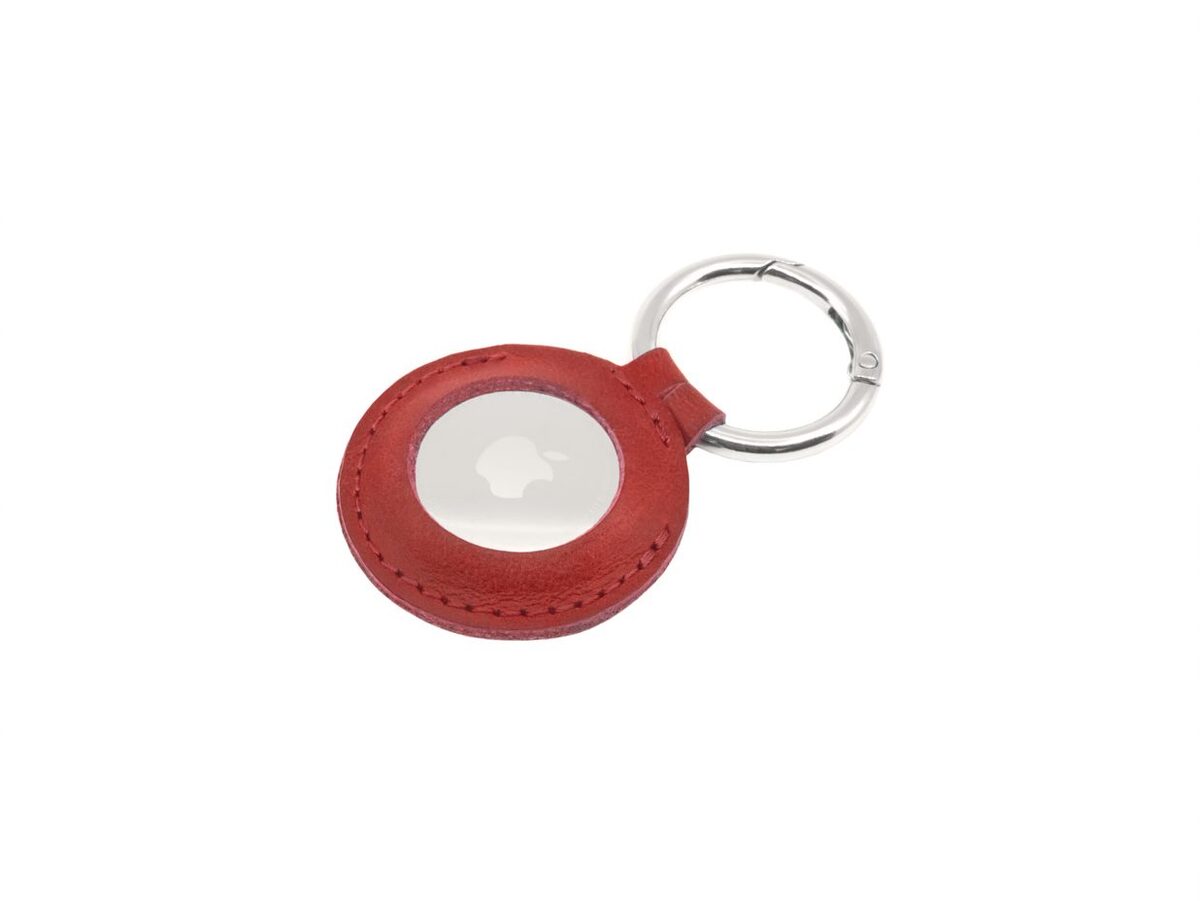 FIXED pouzdro pro Air Tag z pravých hovězí kůže, červená