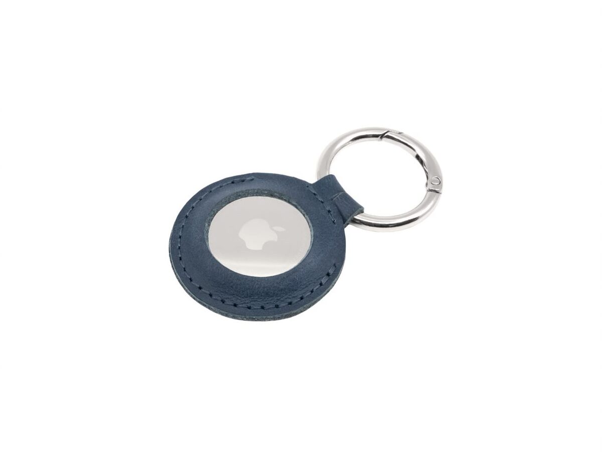 FIXED pouzdro pro Air Tag z pravé hovězí kůže, modrá