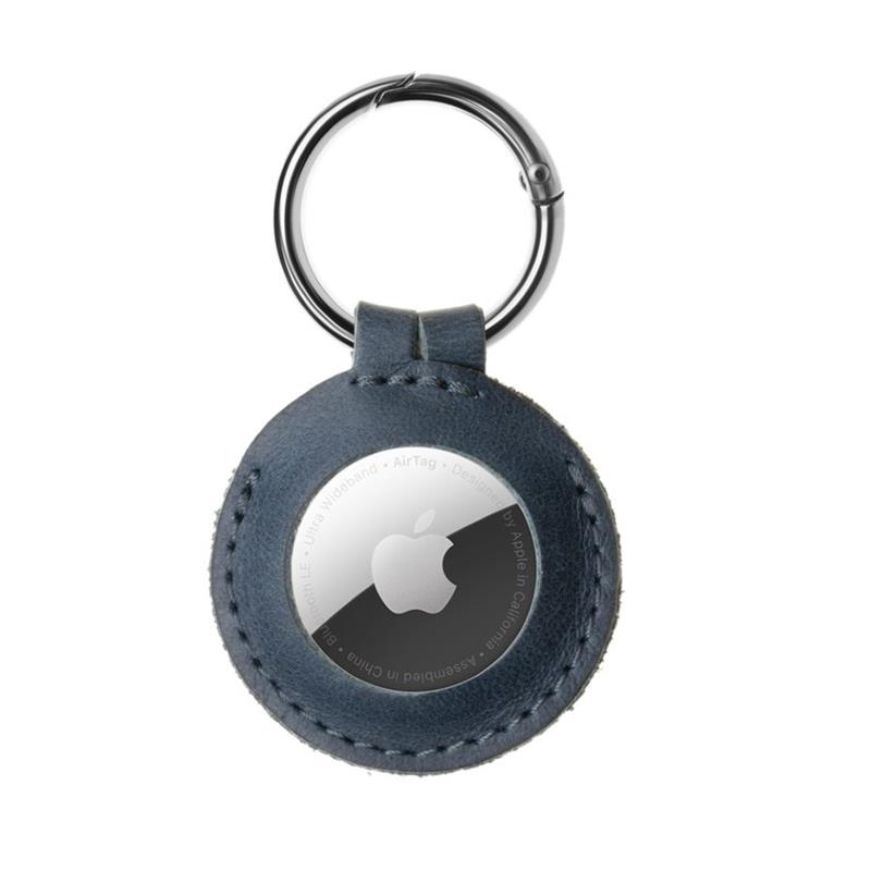 FIXED pouzdro pro Air Tag z pravé hovězí kůže, modrá
