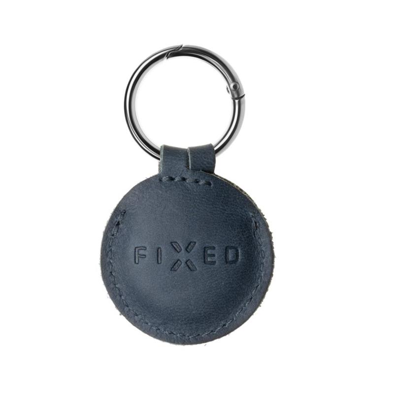 FIXED pouzdro pro Air Tag z pravé hovězí kůže, modrá