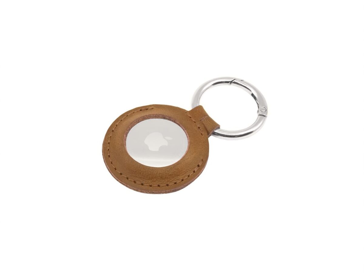 FIXED pouzdro pro Air Tag z pravých hovězí kůže, hnědá