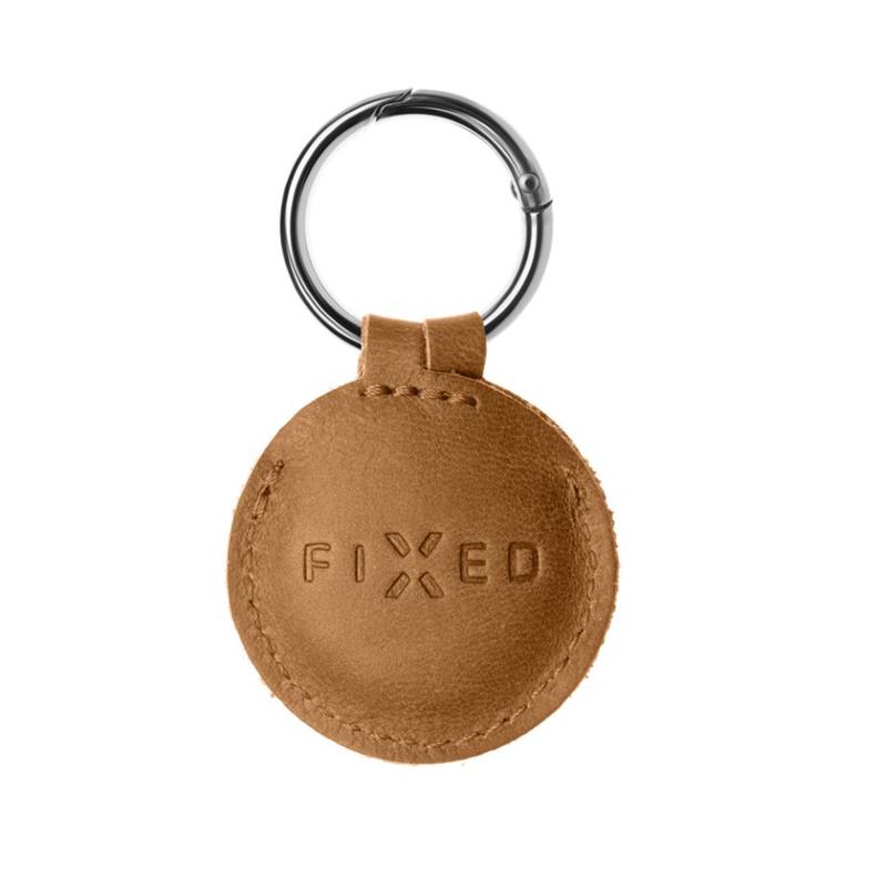 FIXED pouzdro pro Air Tag z pravých hovězí kůže, hnědá