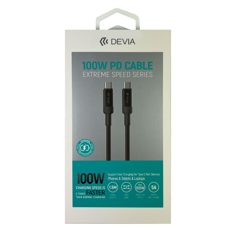 Devia kábel USB-C Extreme speed 100W PD Fast Cable 1.5m - Black