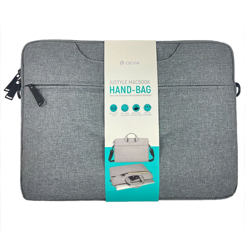Devia taška Justyle Handbag pre Macbook Pro 16" M1/M2/M3/M4- Light Gray