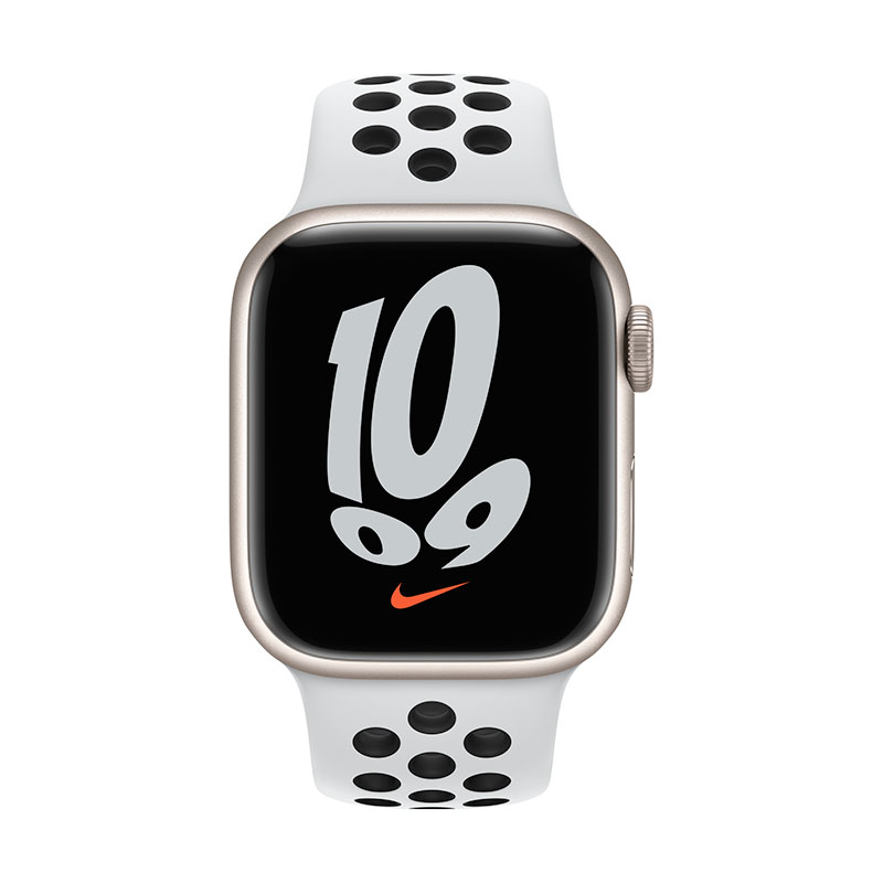Apple Watch 41mm Pure Platinum/Black Nike Sport Band - Regular