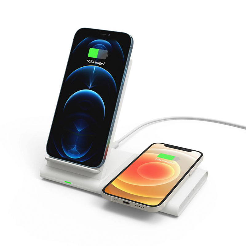 Adam Elements Omnia Q2x 2-in-1 Wireless Charging Station - White