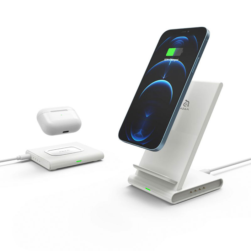Adam Elements Omnia Q2x 2-in-1 Wireless Charging Station - White