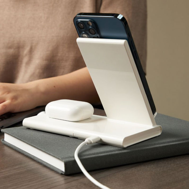 Adam Elements Omnia Q2x 2-in-1 Wireless Charging Station - White