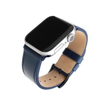 FIXED Leather Strap pro Apple Watch 42/44/45 mm, modrý