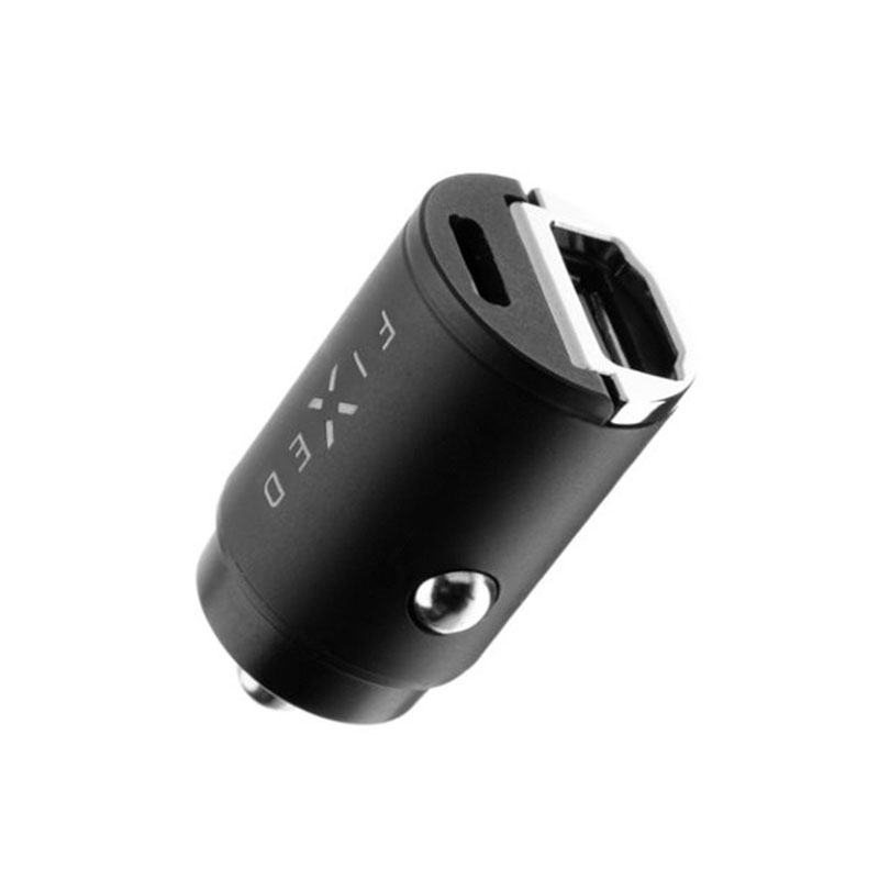 FIXED Autonabíječka s USB-C a USB-A výstupem, PD30W - černá